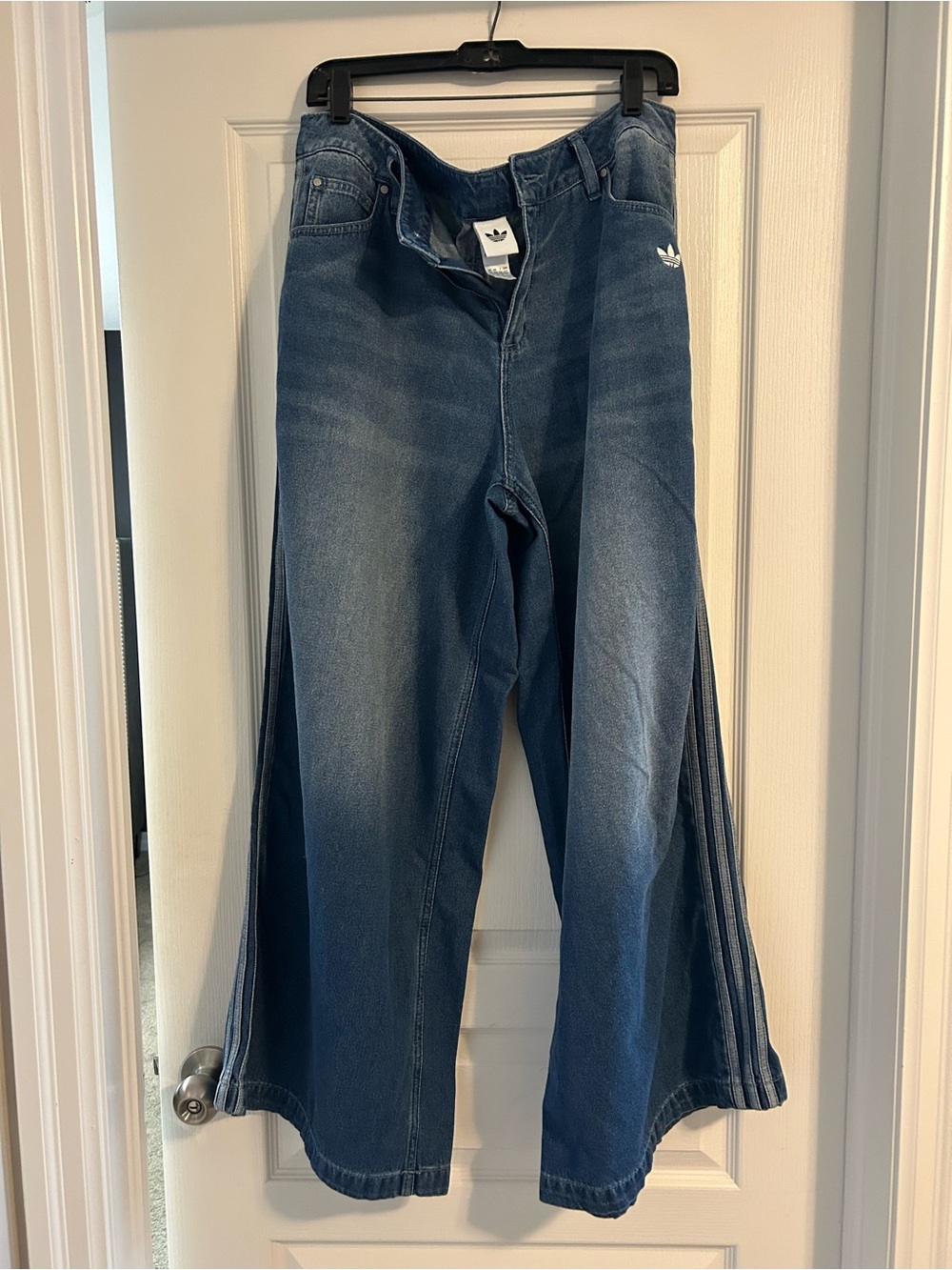Adidas Women's Blue Wide-Leg Jeans